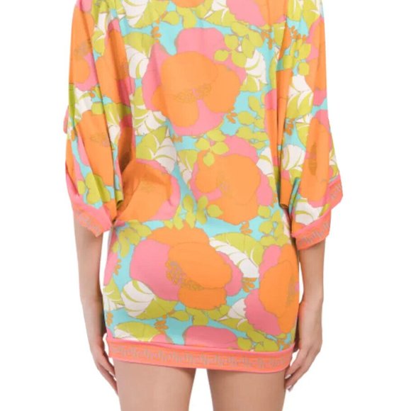 NEW TRINA TURK Playa De Flor Tunic Caftan Swimsuit Cover Up LARGE Resort Floral - Picture 7 of 7